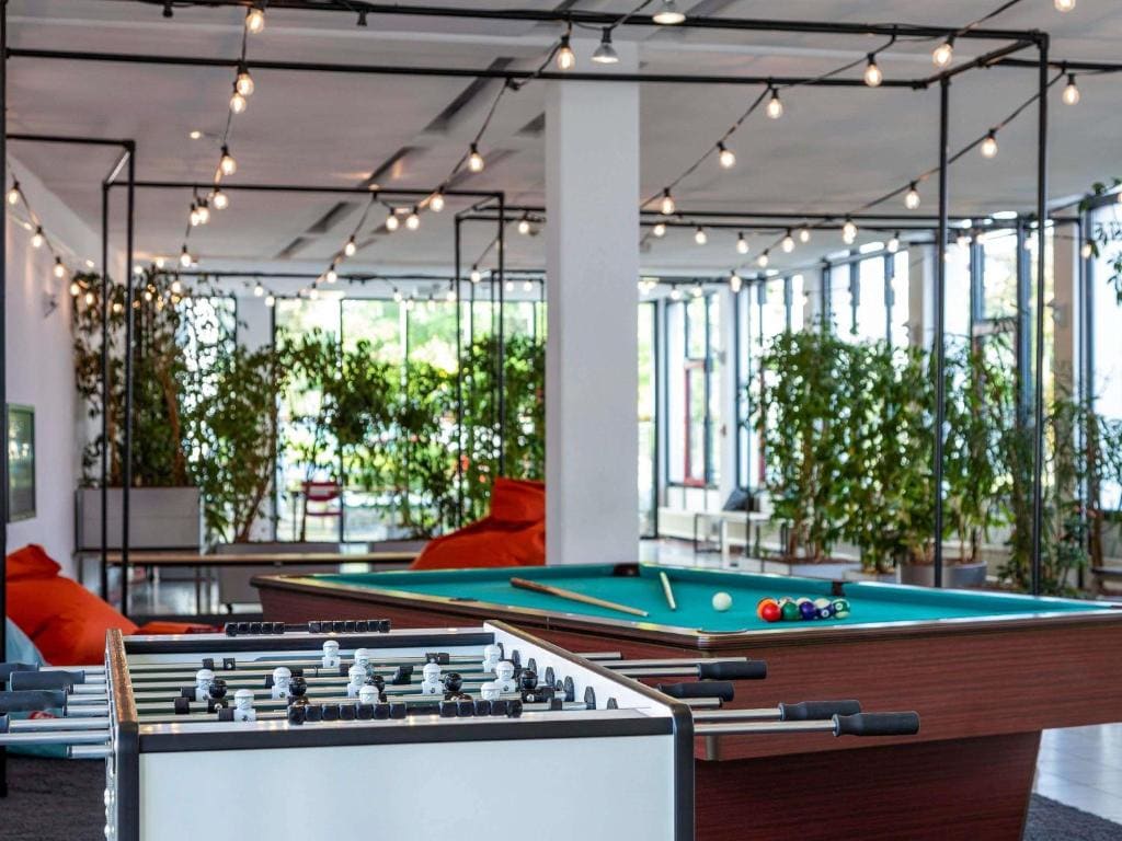 Relaxation and play area with table football